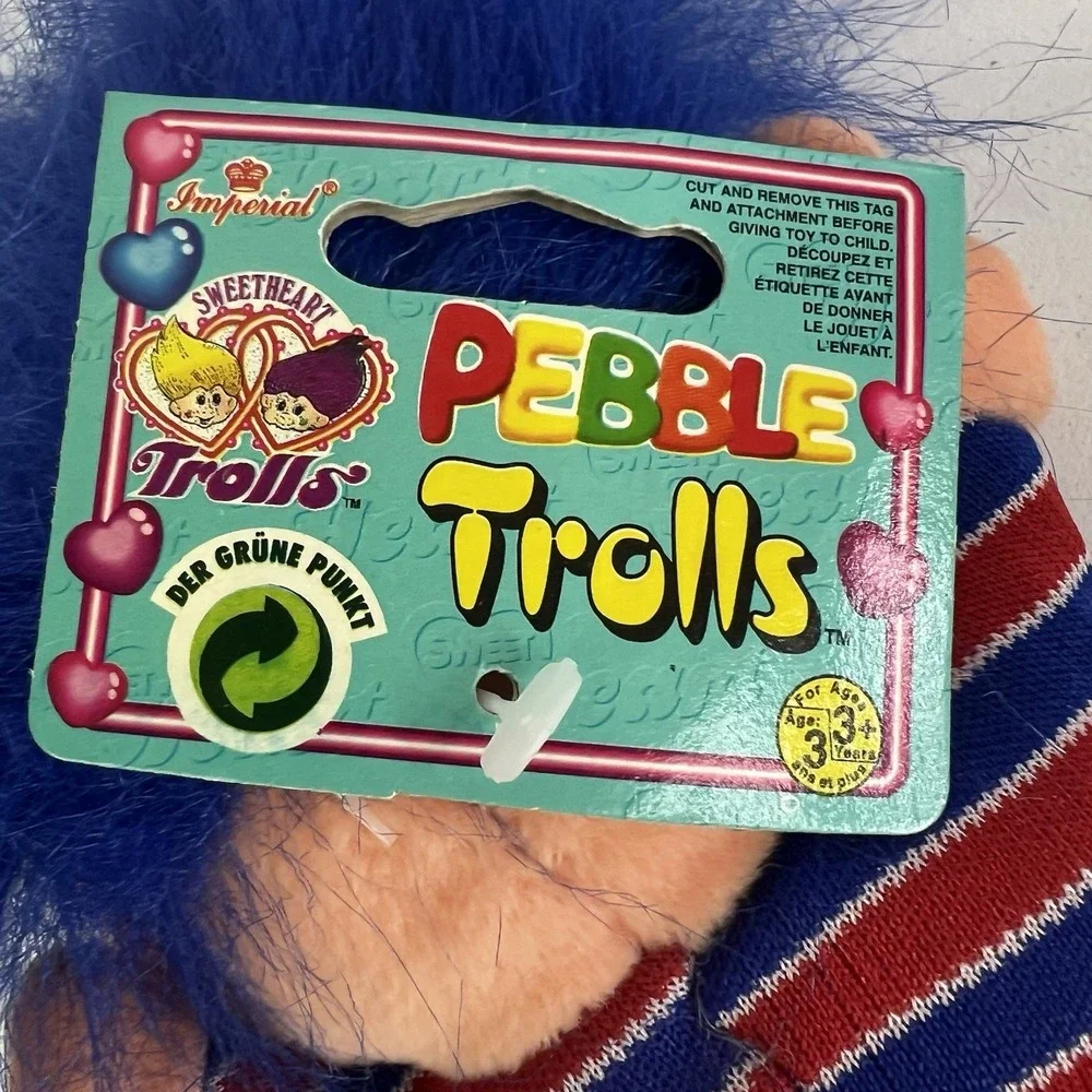 Pebble Troll Doll Blue Hair 9